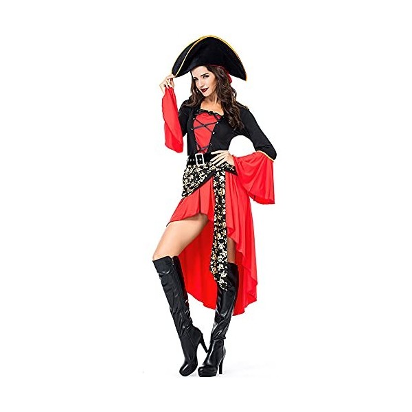GIVBRO Costume de pirate pour femme avec chapeau - Costume pour Halloween - Costume de fille - Accessoires pour jeux de rôle 