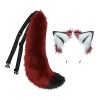 Oreille de Loup en Peluche avec Ensemble de Queue, Anime Cosplay Accessoires pour Cheveux Ornement Doux Pince à Cheveux en po