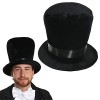 Lot de 6 chapeaux haut-de-forme victoriens pour adultes – Chapeau haut-de-forme en peluche douce noire avec bande en satin no