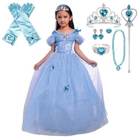 Lito Angels Deguisement Robe Princesse Cendrillon avec Accessories Enfant Fille, Anniversaire Fete Carnaval Halloween Costume