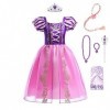 Lito Angels Deguisement Robe Costume Princesse Raiponce avec Accessories Enfant Fille, Taille 4 ans étiquette en tissu 04 , 