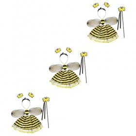 Abaodam Déguisement De Fête 3 Ensembles Kit Robe Aile DAbeille Costume Performance Enfant Fée Tutu Pour Mascarade Bandeau Co