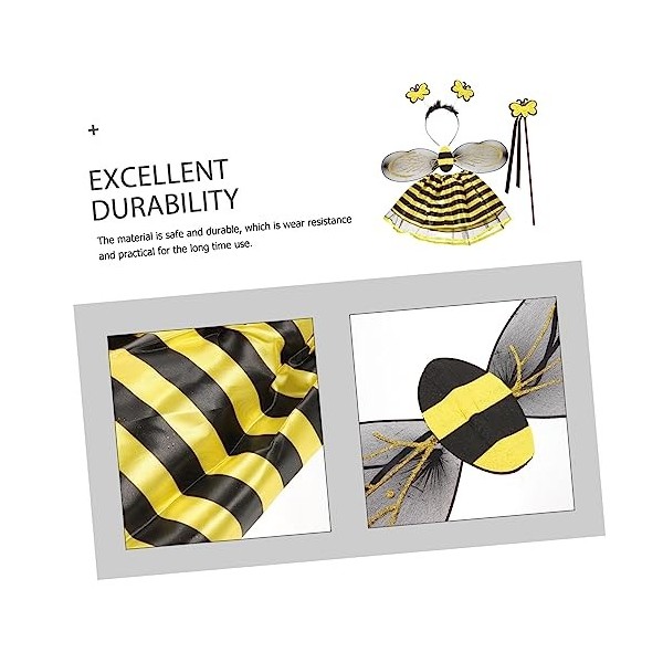 Abaodam Déguisement De Fête 3 Ensembles Kit Robe Aile DAbeille Costume Performance Enfant Fée Tutu Pour Mascarade Bandeau Co