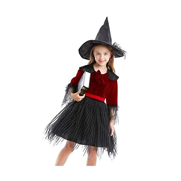 Déguisements dHalloween pour filles - sorcière dHalloween Accessoires déguisement jupe et chapeau,Costumes dassistant cosp