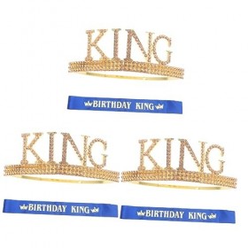 FRCOLOR 3 Ensembles Couronne DAnniversaire Pour Hommes Roi Couronnes Poppets Pour Garçon Playset Costumes Pour Garçons Homme