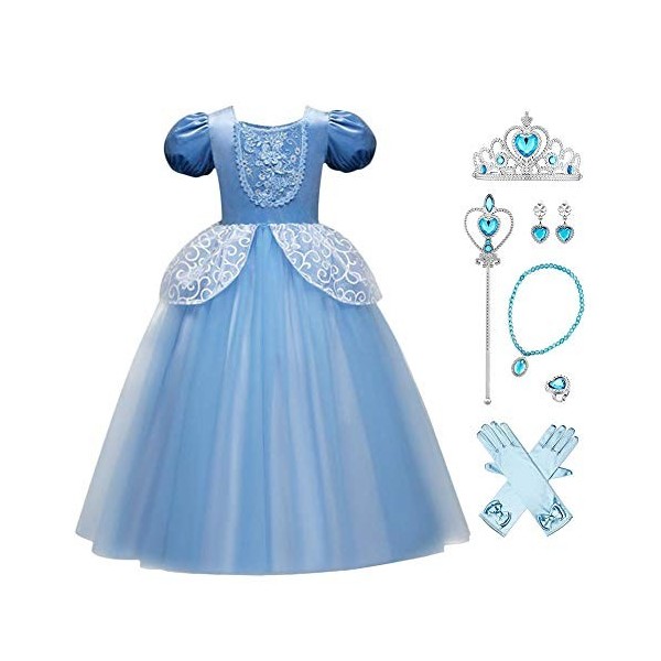 IMEKIS Costume de Cendrillon pour fille - Costume de princesse - Déguisement de princesse - Papillon - Tulle - Tutu - Pour an