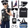 Tacobear Police Deguisement Enfant Costume Accessoires Police Menottes Gilet Insigne Porte Carte Lunettes Walkie Talkie Jouet