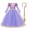 IWEMEK Enfants Déguisements Filles Raiponce Robe de Princesse Longue en tulle + Accessoires Ensemble Conte De Fées Cosplay Ha