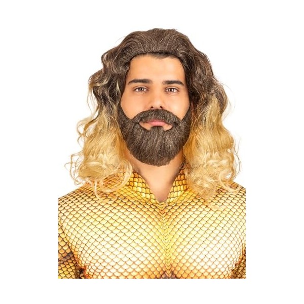 Funidelia | Perruque Aquaman avec barbe pour femme et homme Super héros, DC Comics - Accessoire pour Adultes, accessoire pour