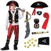Pirate Costume Enfant Deguisement Pirate, Déguisement de Pirate pour Garçon Fille avec ensemble daccessoires, Déguisement de