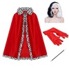 4PCS Cruella Deville Cape Perruque Gants Titulaire Ensemble daccessoires Cruella De Vil Déguisement Enfant Adultes pour Hall