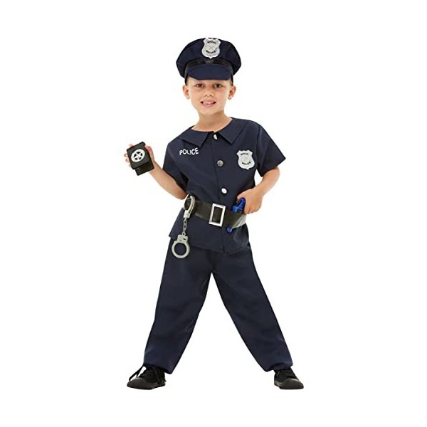 Funidelia | Déguisement de policier pour garçon taille 7-9 ans Agent de Police, FBI, Professions - Couleur: Bleu, accessoire 