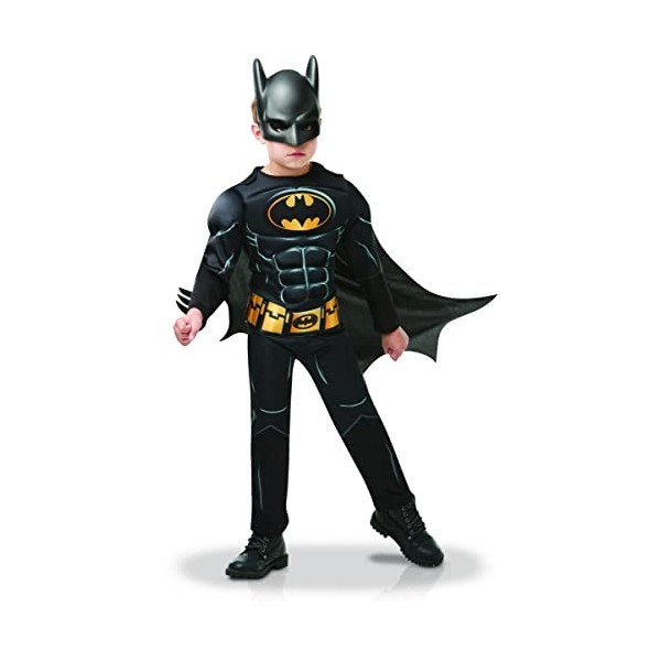 RUBIES - DC officiel - BATMAN - Déguisement luxe enfant édition Batman 80 ans noir - Taille 3-4 ans - Costume avec combinaiso