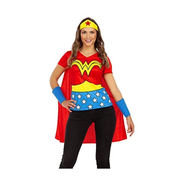 Funidelia | Kit Wonder Woman pour Femme Super héros, DC Comics - Déguisement pour Adultes et Accessoires pour Halloween, Carn