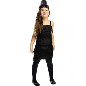Funidelia | Déguisement charleston noir pour fille Années 20 - Déguisement pour Enfant et accessoires pour Halloween, carnava