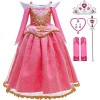 Snyemio Fille Déguisement de Princesse Aurore Robe de La Belle au Bois Dormant Anniversaire Fête Noël Partie Halloween Carnav