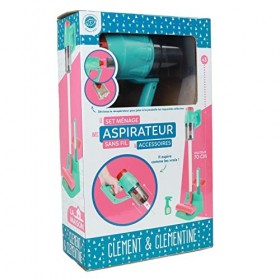 CLEMENT CLEMENTINE - Aspirateur sans Fil avec Accessoires - Jeu dImitation - 110401 - Bleu - Plastique - Ménage - Jouet Enfa