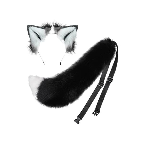 SM SunniMix Deguisement de Loup, Deguisement Oreille de Loup, Oreille Queue de Loup, kit de déguisement de Cosplay Jouets do