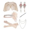 Greabuy Costume années 20 pour femme - Serre-tête Gatsby - Collier vintage années 1920 - Accessoire de déguisement - Accessoi
