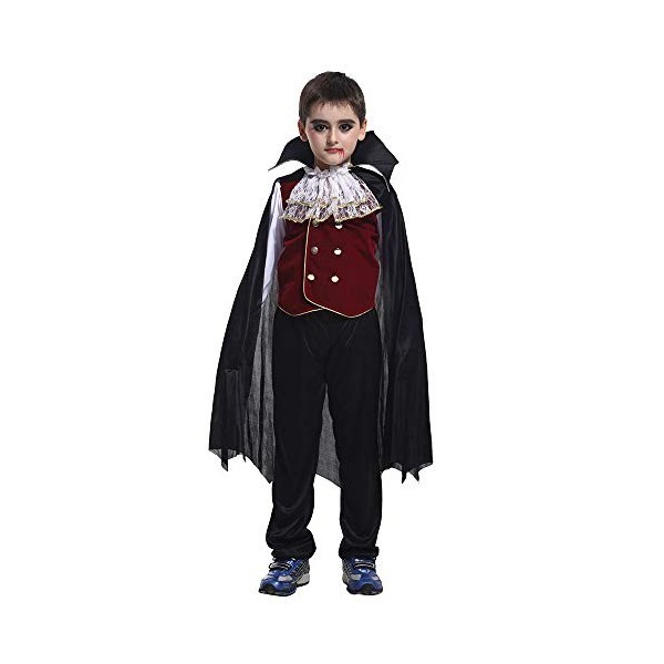 Hinleise Déguisement de vampire Dracula pour enfants - Déguisement pour Halloween - Ensemble daccessoires - Veste pantalon, 