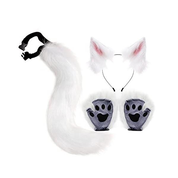 Perfeclan Anime Chat Costume Animal, Queue en Peluche Chaton Bandeau S Accessoires Accessoires pour Cosplay Cadeaux Adultes, 