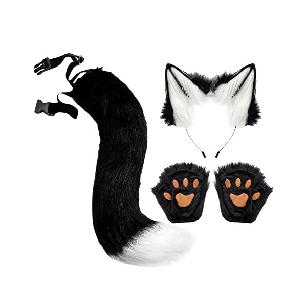 Perfeclan Anime Chat Costume Animal, Queue en Peluche Chaton Bandeau S Accessoires Accessoires pour Cosplay Cadeaux Adultes, 