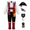 ReliBeauty Costume Pirate Déguisement Enfant Pirate Garçon Fille avec Accessoires pour Halloween Carnaval,10-11ans 140