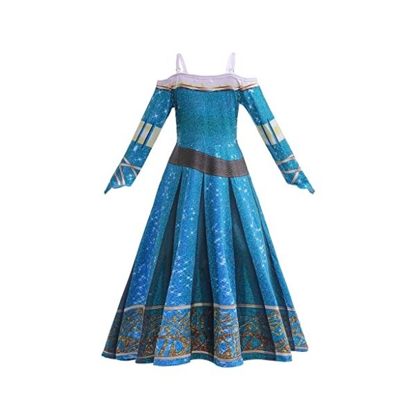 Lito Angels Deguisement Robe Princesse Merida Rebelle avec Accessoires pour Enfant Fille Taille 11-12 ans, Bleu étiquette en