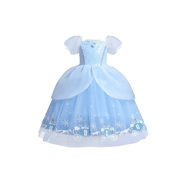 FYMNSI Filles Cendrillon Robe Déguisement Enfants Cinderella Princesse Costume Halloween Partie Carnaval Cosplay Noël Soirée 