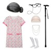 Funhoo Enfants Filles Vieille Dame 100 jours décole Costumes The 100th Day of School Grand-mère Perruque Robe Lunettes Chaus