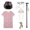 Funhoo Enfants Filles Vieille Dame 100 jours décole Costumes The 100th Day of School Grand-mère Perruque Robe Lunettes Chaus