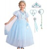 LiUiMiY Déguisement Elsa Costume Filles Princesse Reine des Neiges Robe Bleu avec Accessoires pour Noël Anniversaire Carnaval