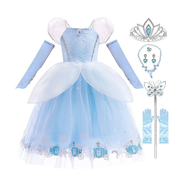 Tyidalin Déguisement Cendrillon Filles Enfants Princesse Robe Halloween Carnaval Partie Cinderella Cosplay Costume