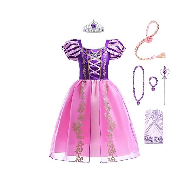 Lito Angels Deguisement Robe Costume Princesse Raiponce avec Accessories Enfant Fille, Taille 13-14 ans étiquette en tissu 1