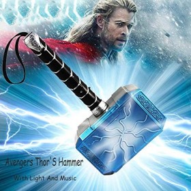 sookin Marteau Deluxe de Thor Avengers Héros Thor Marteau 31CM avec LED Lumière Et Son Jouet Armes Halloween Jeu De Rôle Cosp