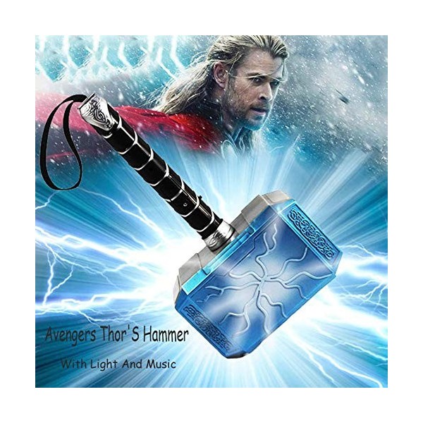 sookin Marteau Deluxe de Thor Avengers Héros Thor Marteau 31CM avec LED Lumière Et Son Jouet Armes Halloween Jeu De Rôle Cosp