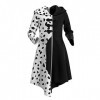 OBEEII Cruella De Vil Robe Fille Enfant 101 Dalmatiens Cruella Coslay Halloween Déguisement 2021Dalmatien Cruella02+Accessoir