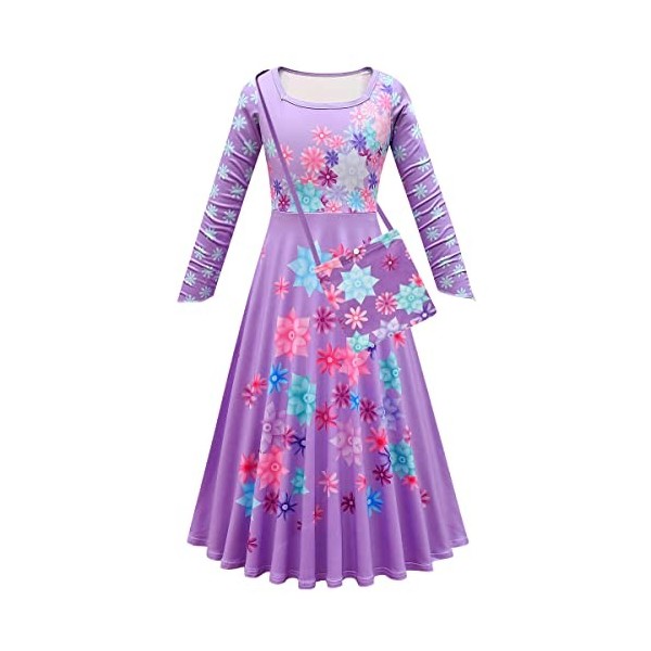 Costume de princesse pirable Encanto pour enfant fille avec poche Accessoires Carnaval Anniversaire Fête Costume Enfant Isabe