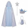 LIKUNGOU Princesse Capuche Cape pour Petites Filles Flash Couronne Halloween Noël Cosplay Accessoires Cadeau pour Enfants Ar