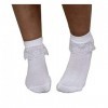 Lot de 12 paires de chaussettes blanches à volants pour adulte - Longueur cheville des années 50 - Accessoire de déguisement 