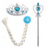 IBTOM CASTLE Elsa Anna Princesse Glace Neiges Costume Enfant Fille Cosplay Longue Déguisement et Accessoires à Manches Courte