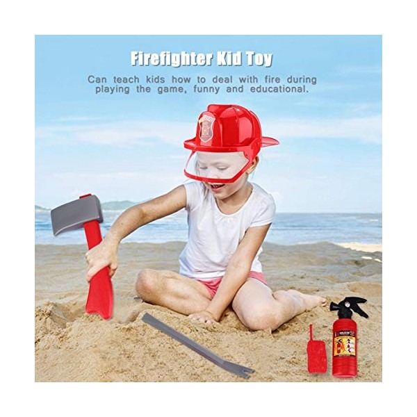 Vbestlife Accessoires de Costume de Jeu de r?Le de Pompier, 5 pi¨¨Ces Kit de Jouets pour Enfants Pompier Pompier - Casque, ex