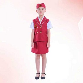 NUOBESTY 1 Set Enfants Cosplay Costume Enfants Hôtesse de Lair Costume Hôtesse de Lair Enfants Jeu de Rôle Cosplay Accessoi