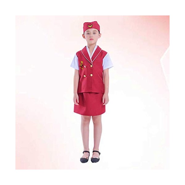 NUOBESTY 1 Set Enfants Cosplay Costume Enfants Hôtesse de Lair Costume Hôtesse de Lair Enfants Jeu de Rôle Cosplay Accessoi