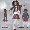 Costume infantile zombie Déguisement mort vivant écolière M 134/140 cm 6 - 8 ans Tenue décole effrayant enfant tenue dHal