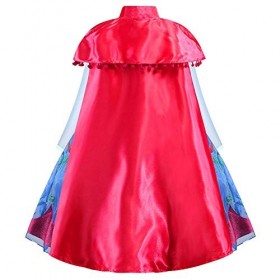 IMEKIS Filles Gelé Anna Costume avec Cape Outfit Princesse Reine des Neiges Noël Carnaval Habillage Fleurs Anniversaire Tutu 