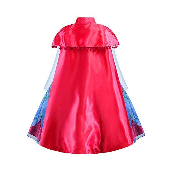 IMEKIS Filles Gelé Anna Costume avec Cape Outfit Princesse Reine des Neiges Noël Carnaval Habillage Fleurs Anniversaire Tutu 