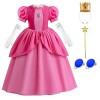 XUEQINGDE Robe de princesse Peach Princesse Cosplay Costume Fille Robe Halloween Carnaval, Robe de fête danniversaire Acces