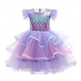 IMEKIS Enfant Filles Princesse Sirène Costumes Halloween Habillage De Noël Carnaval Cosplay Fête Tutu avec Perruque Fée Acces