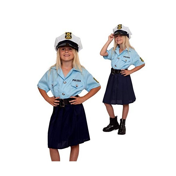 Magicoo Costume de police allemande pour enfant fille - Taille 104 à 146 - Déguisement de policière 128/134 